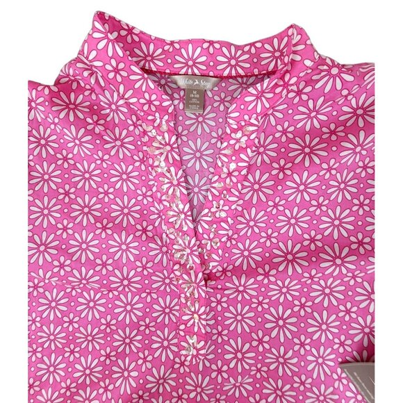 White Stag Womens Pink Tunic Blouse Floral & Sequins size M NWT JH1249 - Picture 2 of 4